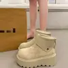 Botas de nieve estilo Birkenstock de tamaño pequeño, suela gruesa, que aumentan la altura, para mujer, nueva colección de invierno 2026, forradas de felpa, cálidas, antideslizantes y elegantes zapatos de algodón