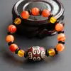 Pulsera de Cuentas Dzi de Nueve Ojos de Guan Yu Pulsera de Ágata Negra Joyería de Cristal Fábrica Venta al por Mayor Dropshipping S3063001