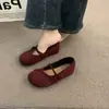 Suave brisa vespertina estilo bosque punta redonda escote bajo bailarinas para mujer 2026 otoño nuevo lanzamiento suela plana versátiles zapatos Mary Jane de gamuza