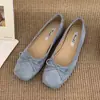 Zapatos tipo mocasín amarillos que aumentan la altura estilo ballet de hadas, Zapatos de tacón bajo rojos planos para mujer, Nuevo estilo francés delicado para primavera y otoño