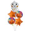 Nuevo Halloween Pieza de Cinco Cabeza de Calabaza Fantasma Gato Negro Globo de Película de Aluminio Venta al por Mayor Fiesta Decoración de Fiesta