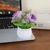 Flor de ganchillo tejida a mano rosa burbuja planta en maceta decoración de escritorio regalo creativo colgante de flor de hilo