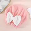 Tecnologia Negra Absorvente de Umidade e Secagem Rápida Touca de Banho Coral Velvet Obsidiana Touca para Secar o Cabelo Microfibra Laço Cor Personalizada Transfronteiriço