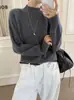 Suéter de Punto Grueso Cepillado Sin Costuras Integrado Color Frijol Dorado Cuello Medio Alto para Mujer 26 Otoño/Invierno Suéter Pulóver Simple Cómodo