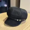 Gorra de estilo newsboy retro con hebilla de estilo coreano para mujer, otoño e invierno, estilo chino, suave, adecuada para ir de compras y para el día a día, gorra de artista de moda