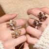 Anillo de Amor de Perlas Flocadas de Oso Naimeng para Mujer Otoño e Invierno Diseño de Nicho Anillo de Dibujos Animados Anillo de Alimentación de Cacao Caliente