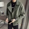 Cortavientos Hombre Corto Otoño e Invierno 2024 Nuevo Abrigo de Lana Estilo Coreano Moderno y Guapo Estilo Británico Abrigo de Lana