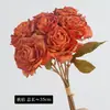 Buquê de 7 cabeças de rosa com borda queimada artificial seca, para decoração de cena de casamento, decoração de hotel, adereços de fotografia e arranjos florais