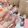 Camélia notas de orvalho contas barbie rosa amor gema brincos banhado a ouro 18k cheio de diamante brilhante arco brincos flexíveis