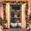 2026 Nova Cortina de Porta Banner de Natal Decoração de Fundo para Fotos ao Ar Livre com Papai Noel e Filhote