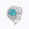 Yuntong Joias Atacado Moda Retrô Europeia e Americana Anel de Diamante com Gema Colorida Paraíba Cultivada em Formato de Ovo para Meninas