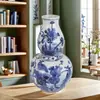 Jingdezhen Porcelana Azul y Blanca Jarrón Pequeño Tarro General Azul y Blanco Chino Tarro de Melón de Invierno Jarrón Decorativo para Sala de Estar Adornos de Jarrón