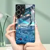 Aplicable para Funda de Teléfono Samsung S26ULTRA A57 Flores Corazones S24 Funda Protectora Carcasa de Cristal Templado A07 Romántica