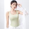 Chaleco de rayas de seda de hielo con almohadilla para el pecho y camisola, prenda exterior, sujetador sin costuras para mujer, camiseta de base de una pieza, top sin mangas de verano