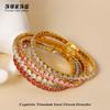 Pulseira Corrente com Garras de Zircônia Colorida em Aço Inoxidável para Mulheres, Luxo Leve, Aço Titânio de Alta Qualidade, Pulseira Elástica que Não Desbota, Estilo Europeu e Americano
