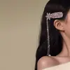 [Manhua Qin Rosa] Nuevo Chinoiserie Super Hada Rosa Exquisito Brillante Circón Copo de Nieve Pasador de Pelo Largo Borla Borde Pasador de Pelo
