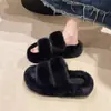 Pantuflas peludas talla grande para mujer, aptas para usar al aire libre, con suelas gruesas, nuevo estilo para personas menudas, pantuflas de algodón de una tira para otoño e invierno, 2026 Fairy
