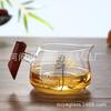 Taza de té de vidrio con mango de madera engrosado, resistente al calor, juego con filtro de té, accesorios para juego de té Kung Fu, té de madreselva y crisantemo