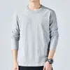 Camiseta casual de manga larga para hombre, color liso, cuello redondo, talla grande, para primavera y otoño, versátil y simple, adecuada tanto para interiores como para exteriores, top para ir al trabajo para hombres jóvenes