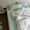 Juego de ropa de cama de cuatro piezas con lunares menta, sábana bajera de algodón puro, sábana encimera, funda de edredón y juego de ropa de cama de tres piezas, 1.8 metros