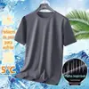 Camiseta Masculina de Manga Curta com Proteção Solar Verão Fina Secagem Rápida Malha Esportiva Fitness Meia-Manga Top Casual Elástico Roupa de Verão