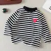 Camiseta Infantil 26 Primavera Niños Estilo Japonés Marca de Moda Corazón Manga Larga Camiseta Básica Bebé Niño Pequeño Cuello Polo Top Elegante