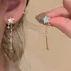 Presilha de Orelha com Franja de Estrela Super Fada Feminina Acessível Luxo Brincos Longos Elegantes Ins Nova Popularidade Nicho Novos Brincos Versátil