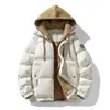 Jaqueta de Algodão com Capuz Estilo Americano Falsa Duas Peças para Uso Externo Masculina de Inverno Nova Espessa Quente Multicor Roupa de Exterior Estilo Casal Roupas de Algodão Tendência