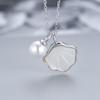 Versión coreana del collar de plata S925 para mujer, diseño de nicho, sentido del temperamento, una concha, madreperla blanca, cadena para la clavícula con colgante, joyería