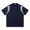Novedades de Verano: Polos de peso pesado, corte holgado, con bloques de color y media cremallera con logo personalizado, ropa de trabajo casual, uniformes de trabajo hechos a medida en stock