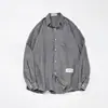 Camisa de estilo fino masculina nova estilo Hong Kong moderna solta jaqueta de camisa 2023 listrada manga longa outono estilo coreano casual