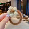 Otoño e Invierno Estilo Pequeño Fragante Color Leche Curry Estilo Flor Pequeña Cabeza Peluda Cuerda Suave Alto Valor de Color Anillo para el Cabello de Hada Banda de Goma Simple Adorno para el Cabello