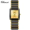 Reloj popular cuadrado para parejas CHENXI Luz de la Mañana, relojes para mujer y hombre al por mayor, suministro de reloj de comercio exterior transfronterizo de oro cerámico