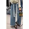 Jeans de Pierna Ancha con Cinturón de Encaje para Mujer Verano 2025 Tallas Grandes mm Gorditas Pantalones Rectos Versátiles Populares de Este Año
