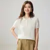 Suéter de Punto de Cachemira Retro de Manga Corta con Cuello Polo para Mujer 2026 con un Diseño de Trenza de Punto Tridimensional, una Capa Base Suave y Cómoda