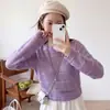 Suéter de punto para mujer de manga larga con diseño calado, nueva colección otoño 2026, suéter holgado moderno y elegante, top básico, jersey