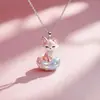 Pingente de Guanyin esmaltado banhado a prata com motivo de lótus, Buda Maitreya para paz e proteção, colar de clavícula estilo chinês atacado