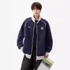 Sudadera con Cuello Alto y Bloques de Color para Hombre, Nueva de Otoño, Estilo Limpio, Elegante, Holgada, Versátil, Chaqueta Deportiva de Béisbol