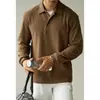 Camisa Polo de Manga Larga Suave y Amigable con la Piel Mezclada Estilo Old Money para Hombre Primavera 2026 Transpirable Casual Holgada Camiseta de Manga Larga