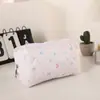 Nova Bolsa de Maquiagem Acolchoada com Flores Pequenas, Bolsa com Zíper para Produtos de Skincare de Viagem, Bolsa de Armazenamento Portátil de Grande Capacidade, Bolsa Macia