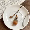 Collar Trenzado de Cuerda con Perlas de Piedra Natural para Mujer, Cadena para Clavícula de Piedra Ojo de Tigre Estilo Chino Nuevo Vintage, Accesorio Largo Colgante para el Cuello con Manchas