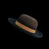 Moda transfronteriza estilo desgastado sombrero de lana pura sombrero vintage de fieltro de lana copa ovalada sombrero de lana decorativo con cinta