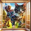 Gato de Vitral Vibrante Plano 2D Transfronteiriço Pingente de Arte Pegador de Sol Acrílico