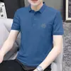 Camiseta de manga corta para hombre, verano, cuello de solapa, elástica, secado rápido, transpirable, top para correr, camisa polo deportiva de seda helada para hombre, versátil