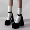 Zapatos Mary Jane Retro Franceses para Mujer 2024 Primavera Nuevo Estilo Correa de una Sola Línea Talla Grande Plataforma Impermeable con Falda Tacones Altos