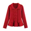 Moda Feminina Estilo Europeu e Americano Nova Primavera 2026 Elegante Cor Sólida Versátil Casaco Cardigan de Botão Duplo com Toque de Luxo