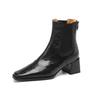 Botas Confortáveis de Camurça Popular de Bico Quadrado para o Dia a Dia da Chapeuzinho Vermelho Couro Genuíno 2025 Inverno Novas Botas Curtas Retrô para Mulheres