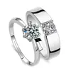 Anel de noivado par Mosan Diamond zircone transfronteiriço masculino e feminino anel par clássico europeu e americano seis garras par de casal anel atacado