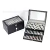 Caja de Almacenamiento de Joyería Lista para Usar Caja para Guardar Collares Maquillaje Bolígrafos Caja de Almacenamiento para Bolígrafos Caja de Exhibición de Joyería de Cuero Multicapa Colección de Bolígrafos