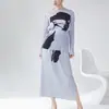 Ropa Plisada Miyake Mostrador Primavera Traje de Mujer Dos Piezas Top Plisado Falda con Abertura Usar un Conjunto Completo